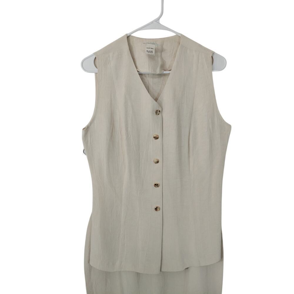 DESIGN TODAYS! RICH CREAM CRINKLE FINISH 3PC VEST, SKIRT & JACKET SUIT SET! SZ M - Picture 5 of 16